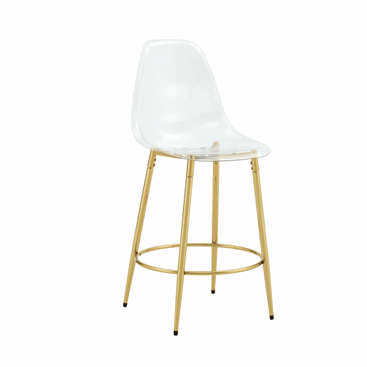 Conjunto de 2 bancos transparentes - Design flutuante, altura total: 102 cm - Dourado
