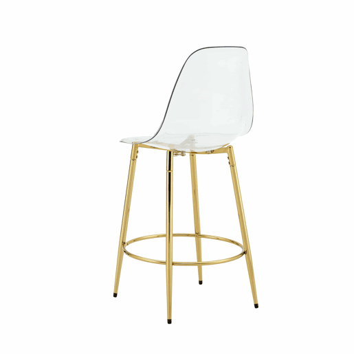 Conjunto de 2 bancos transparentes - Design flutuante, altura total: 102 cm - Dourado