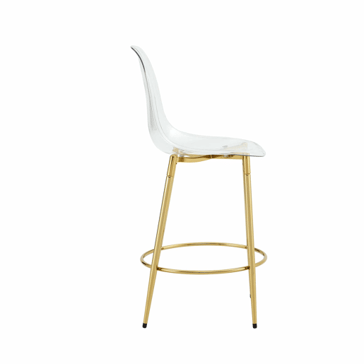 Conjunto de 2 bancos transparentes - Design flutuante, altura total: 102 cm - Dourado