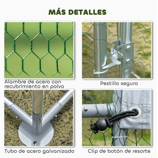 PawHut Galinheiro para Exterior Grande, 6,8x3x1,9 m, Galinheiro em Aço Galvanizado, Porta com Duplo Fecho, Cobertura em Tecido Oxford, Anti-UV e Impermeável, Design Acessível, para 20-30 Galinhas, Prata