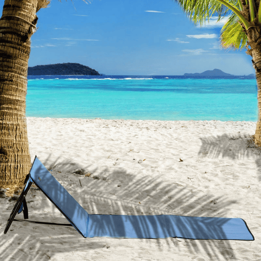 Outsunny Conjunto de 2 Esteiras de Praia Dobráveis em Tecido Oxford 600D com Encosto Reclinável e Alça de Transporte para Jardim 142x51x40 cm Azul