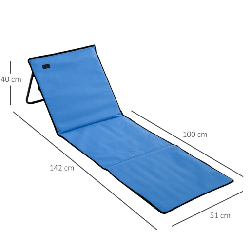 Outsunny Conjunto de 2 Esteiras de Praia Dobráveis em Tecido Oxford 600D com Encosto Reclinável e Alça de Transporte para Jardim 142x51x40 cm Azul