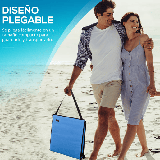 Outsunny Conjunto de 2 Esteiras de Praia Dobráveis em Tecido Oxford 600D com Encosto Reclinável e Alça de Transporte para Jardim 142x51x40 cm Azul