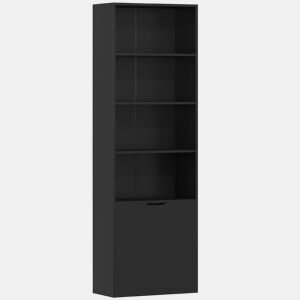 HOMCOM Estante para Livros de 6 Níveis Biblioteca com 2 Portas 4 Prateleiras Abertas Armário Alto para Sala Escritório 59x29x180 cm Preto