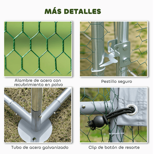 PawHut Galinheiro Grande para Exterior 5,1x3x1,9 m Galinheiro de Aço Galvanizado Porta com Duplo Fecho Cobertura de Tecido Oxford, Anti-UV e Impermeável Design Acessível para 15-24 Galinhas Prata