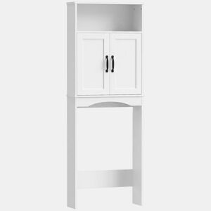 HOMCOM Armário sobre a Sanita, Móvel de Casa de Banho com 2 Portas de Fecho Suave e Prateleira Aberta, 64 x 21 x 173,5 cm, Branco
