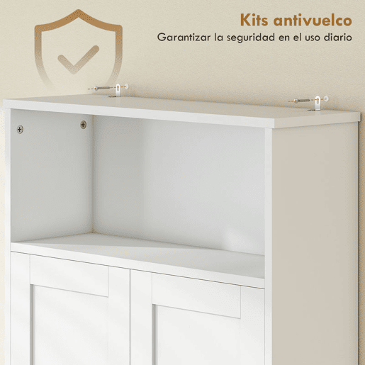 HOMCOM Armário sobre a Sanita, Móvel de Casa de Banho com 2 Portas de Fecho Suave e Prateleira Aberta, 64 x 21 x 173,5 cm, Branco