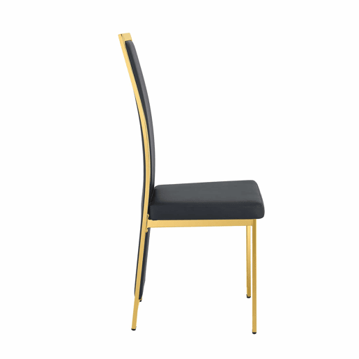 Cadeiras de sala de jantar 2 unidades - 109 cm - Minimalistas, PU preto + estrutura metálica dourada - Preto+Dourado