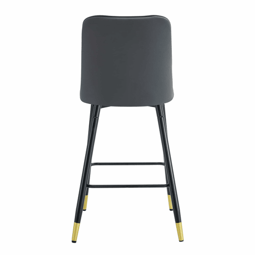 Conjunto de 2 bancos de bar 100 cm - couro PU, base metálica preta, apoio para os pés confortável - Cinza escuro, Branco+Prata