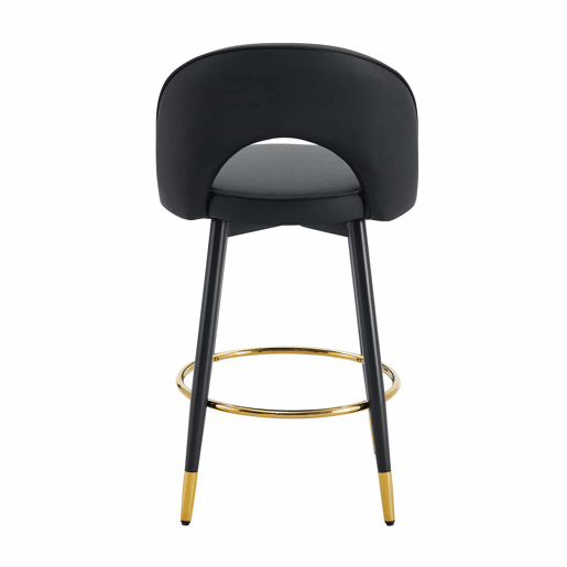 Banco de bar giratório 360° - Almofada em PU preto, confortável e acolchoada, ideal para bares, salas de jantar, cozinhas e terraços - Preto