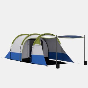 Outsunny Tenda Familiar para 3 Pessoas Tenda de Campismo Dobrável Leve com 2 Quartos Bolsa de Transporte Impermeável 2000 mm para Praia e Caminhadas 420x200x150 cm Azul Escuro e Verde