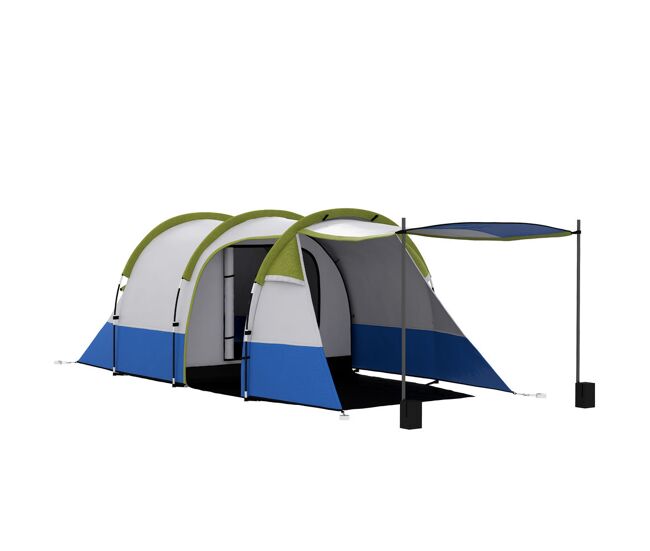 Outsunny tienda de campaña familiar para 2 personas tienda camping plegable grande con 2 habitaciones bolsa de transporte para playa senderismo impermeable 2000 mm 420x200x150 cm azul oscuro y verde