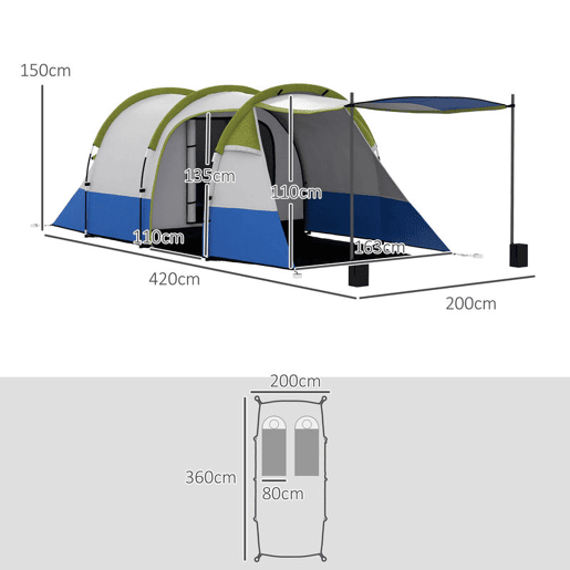 Outsunny Tenda Familiar para 3 Pessoas Tenda de Campismo Dobrável Leve com 2 Quartos Bolsa de Transporte Impermeável 2000 mm para Praia e Caminhadas 420x200x150 cm Azul Escuro e Verde Outsunny Tenda Familiar para 3 Pessoas Tenda de Campismo Dobrável Leve com 2 Quartos Bolsa de Transporte Impermeável 2000 mm para Praia e Caminhadas 420x200x150 cm Azul Escuro e Verde
