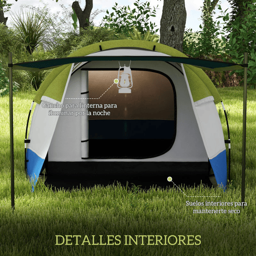 Outsunny Tenda Familiar para 3 Pessoas Tenda de Campismo Dobrável Leve com 2 Quartos Bolsa de Transporte Impermeável 2000 mm para Praia e Caminhadas 420x200x150 cm Azul Escuro e Verde Outsunny Tenda Familiar para 3 Pessoas Tenda de Campismo Dobrável Leve com 2 Quartos Bolsa de Transporte Impermeável 2000 mm para Praia e Caminhadas 420x200x150 cm Azul Escuro e Verde