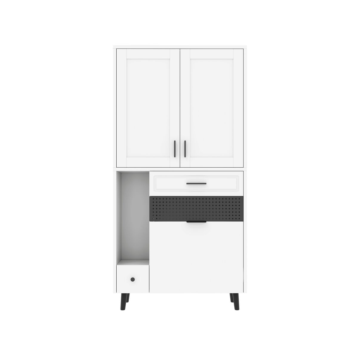 Armario multifuncional para gatos - compartimentos, estantes móviles, cajones y zona cama - blanco