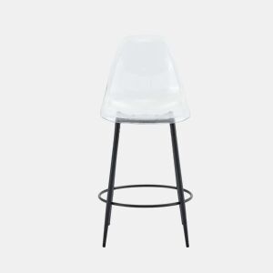 Conjunto de 2 bancos transparentes - Design flutuante - Pernas de metal preto - Ideal para cozinhas abertas modernas - Cor: preto, transparente