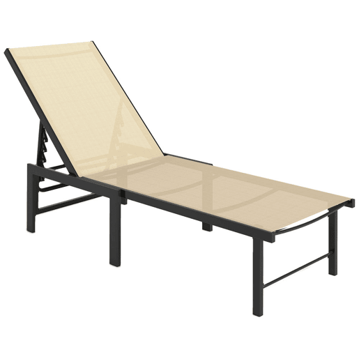 Outsunny Espreguiçadeira de Jardim Exterior, Reclinável com Encosto Ajustável em 4 Níveis e Estrutura de Aço, Impermeável, Capacidade 120 kg, para Pátio, Terraço, Varanda, 166x60x84 cm, Caqui