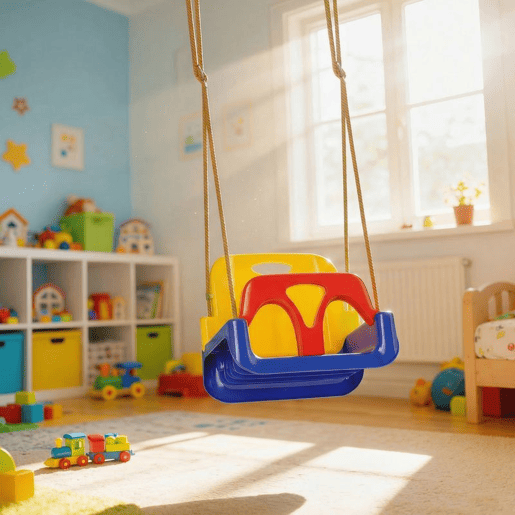 Outsunny Baloiço Infantil 3 em 1 Baloiço para Crianças Cordas Ajustáveis com Encosto Amovível Barra em T Cinto de Segurança para Interior e Exterior Apenas Assento Azul Escuro