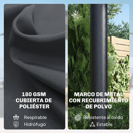 Outsunny Chapéu de Sol Duplo com 36 Luzes LED Solares 4x2 m Chapéu de Sol para Exterior com Manivela UPF50+ 12 Varas Resistente à Água Chapéu de Sol para Jardim Terraço Pátio Cinza Escuro