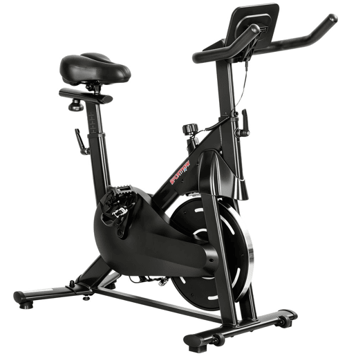 SPORTNOW Bicicleta Estática com Resistência Magnética Regulável Bici Estática Silenciosa com Ecrã LCD Volante Assento e Guiador Ajustáveis Rodas e Suporte para Tablet Carga 120u202Fkg Preto