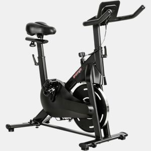 SPORTNOW Bicicleta Estática com Resistência Magnética Regulável Bici Estática Silenciosa com Ecrã LCD Volante Assento e Guiador Ajustáveis Rodas e Suporte para Tablet Carga 120u202Fkg Preto