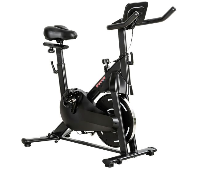 Sportnow bicicleta estática en casa con resistencia magnética regulable, bici estática silenciosa con pantalla lcd, volante, asiento y manillar ajustables, ruedas y soporte para tablet, carga 120 kg