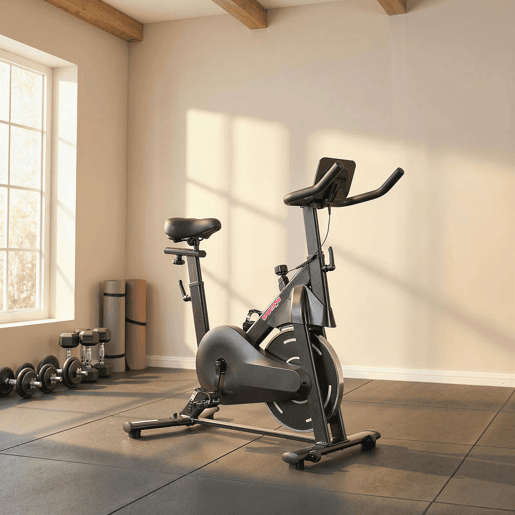 SPORTNOW Bicicleta Estática com Resistência Magnética Regulável Bici Estática Silenciosa com Ecrã LCD Volante Assento e Guiador Ajustáveis Rodas e Suporte para Tablet Carga 120u202Fkg Preto