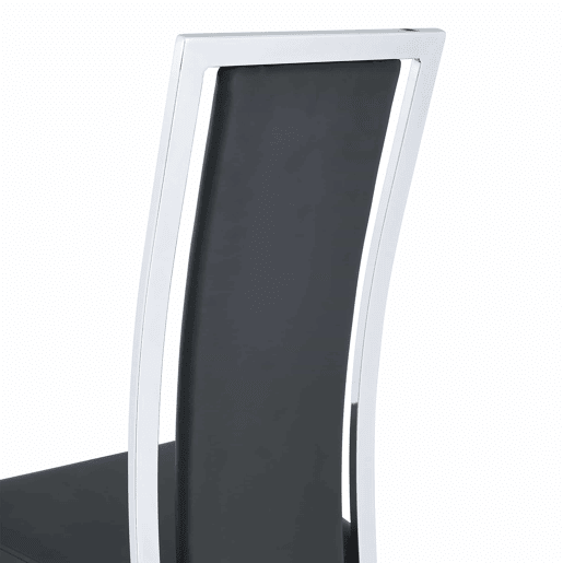 Cadeiras de sala de jantar 4 unidades 109 cm - design minimalista europeu, estofadas em PU com estrutura metálica brilhante - preto e prateado