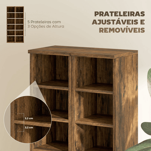 HOMCOM Estante para CD ou DVD Suporte para CD com 12 Compartimentos para 204 CDs e Prateleira Ajustável para Sala de Estar Dormitório Escritório 2 Unidades 21x22,5x88,5 cm Castanho Rústico HOMCOM Estante para CD ou DVD Suporte para CD com 12 Compartimentos para 204 CDs e Prateleira Ajustável para Sala de Estar Dormitório Escritório 2 Unidades 21x22,5x88,5 cm Castanho Rústico