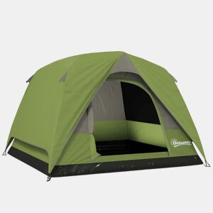 Outsunny Tenda de Campismo para 2-3 Pessoas Tenda Dobrável com Porta Janelas de Rede Bolso Gancho e Saco de Transporte Impermeável Montagem Fácil para Caminhadas Verde