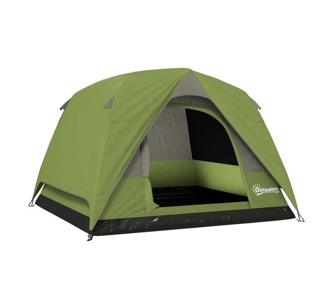 Outsunny tienda de campaña para 2-3 personas tienda de camping plegable con puerta ventanas de malla bolsillo gancho y bolsa de transporte impermeable