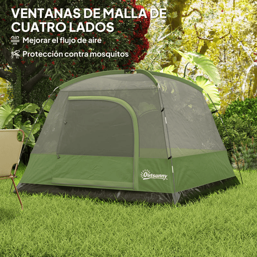 Outsunny Tenda de Campismo para 2-3 Pessoas Tenda Dobrável com Porta Janelas de Rede Bolso Gancho e Saco de Transporte Impermeável Montagem Fácil para Caminhadas Verde Outsunny Tenda de Campismo para 2-3 Pessoas Tenda Dobrável com Porta Janelas de Rede Bolso Gancho e Saco de Transporte Impermeável Montagem Fácil para Caminhadas Verde
