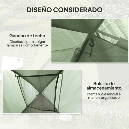 Outsunny Tenda de Campismo para 2-3 Pessoas Tenda Dobrável com Porta Janelas de Rede Bolso Gancho e Saco de Transporte Impermeável Montagem Fácil para Caminhadas Verde Outsunny Tenda de Campismo para 2-3 Pessoas Tenda Dobrável com Porta Janelas de Rede Bolso Gancho e Saco de Transporte Impermeável Montagem Fácil para Caminhadas Verde
