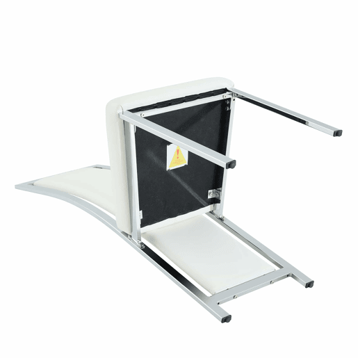 Cadeiras de sala de jantar 4 unidades 109 cm - design minimalista europeu, estofadas em couro sintético PU com estrutura metálica brilhante - branco e prata