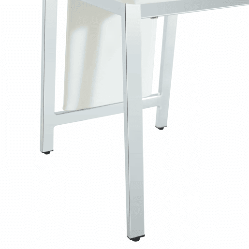 Cadeiras de sala de jantar 4 unidades 109 cm - design minimalista europeu, estofadas em couro sintético PU com estrutura metálica brilhante - branco e prata