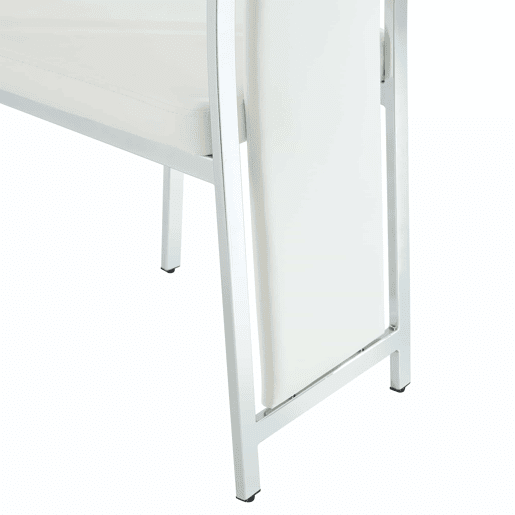 Cadeiras de sala de jantar 4 unidades 109 cm - design minimalista europeu, estofadas em couro sintético PU com estrutura metálica brilhante - branco e prata