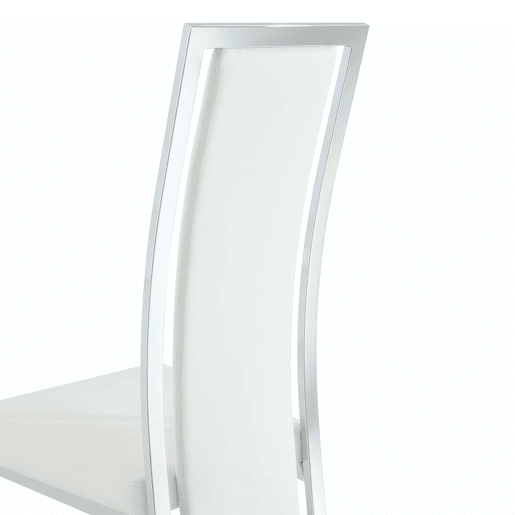 Cadeiras de sala de jantar 4 unidades 109 cm - design minimalista europeu, estofadas em couro sintético PU com estrutura metálica brilhante - branco e prata
