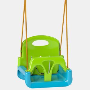 Outsunny Baloiço Infantil 3 em 1 Baloiço para Crianças Cordas Ajustáveis com Encosto Removível Barra em T Cinto de Segurança para Interior e Exterior Verde Escuro