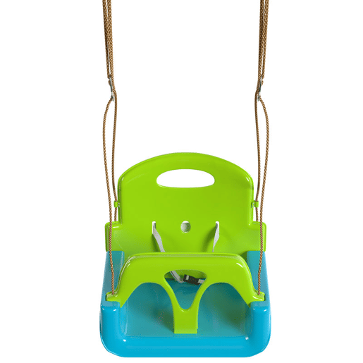 Outsunny Baloiço Infantil 3 em 1 Baloiço para Crianças Cordas Ajustáveis com Encosto Removível Barra em T Cinto de Segurança para Interior e Exterior Verde Escuro