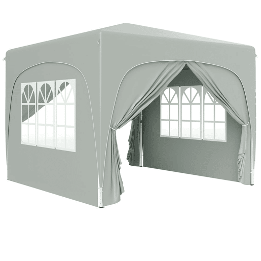 Outsunny Tenda Dobrável Tenda 3x3 m com Painéis Laterais UPF50+ Tenda de Jardim com Altura Ajustável e Bolsa de Transporte para Campismo Festas Pátio Cinza Claro