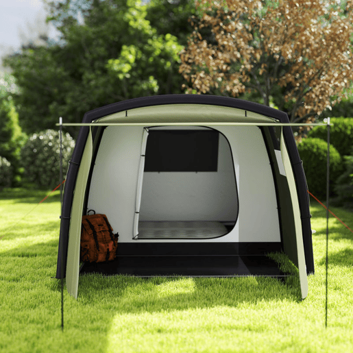 Outsunny Tenda de Campismo Inflável Familiar Tipo Túnel para 3-4 Pessoas Tenda de Campismo Glamping com Vestíbulo Janelas de Malha e Bolsa de Transporte Proteção UV 50+ Impermeável para Exterior