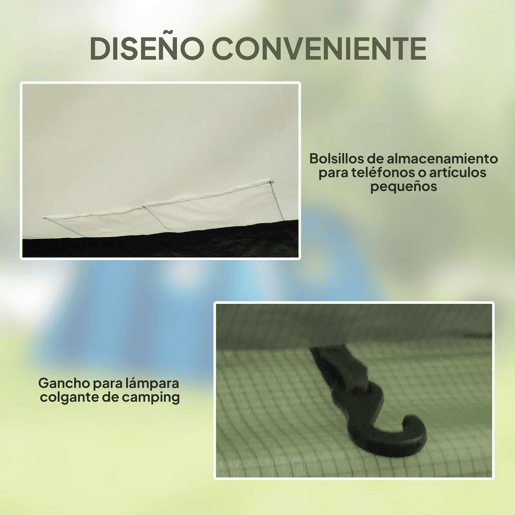 Outsunny Tenda de Campismo Inflável Familiar Tipo Túnel para 3-4 Pessoas Tenda de Campismo Glamping com Vestíbulo Janelas de Malha e Bolsa de Transporte Proteção UV 50+ Impermeável para Exterior