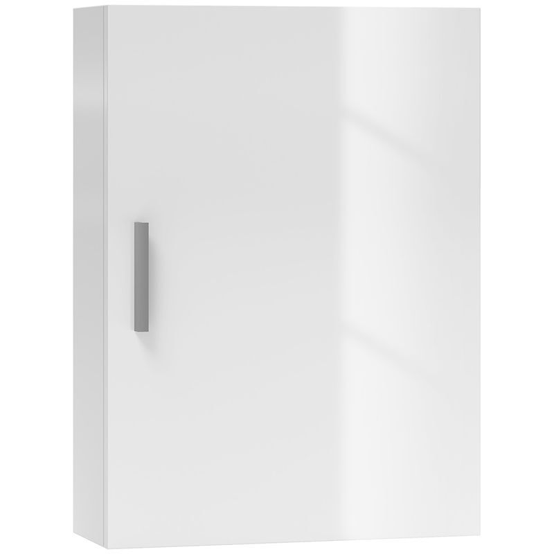 Homcom armario de baño pared, mueble de baño colgar con estantes ajustables de vidrio templado, ahorro de espacio, armario multiusos para colgar para entrada, 40x15x55 cm, blanco brillo