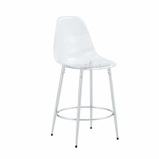 Conjunto de 2 bancos transparentes - Design flutuante - Altura: 102 cm - Pernas metálicas prateadas