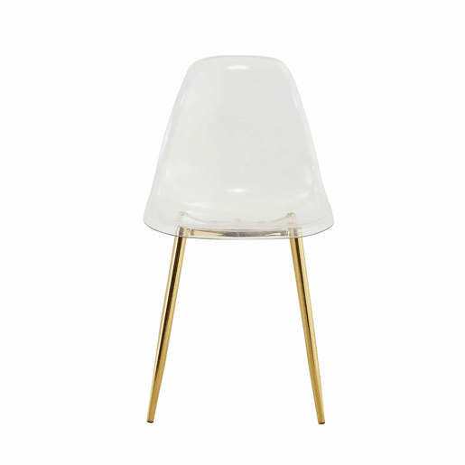 4 cadeiras de sala de jantar - transparentes com pernas metálicas douradas, estáveis e antiderrapantes - dourado e transparente
