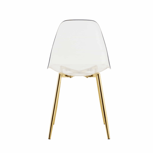 4 cadeiras de sala de jantar - transparentes com pernas metálicas douradas, estáveis e antiderrapantes - dourado e transparente