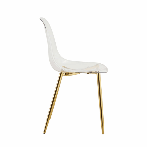 4 cadeiras de sala de jantar - transparentes com pernas metálicas douradas, estáveis e antiderrapantes - dourado e transparente