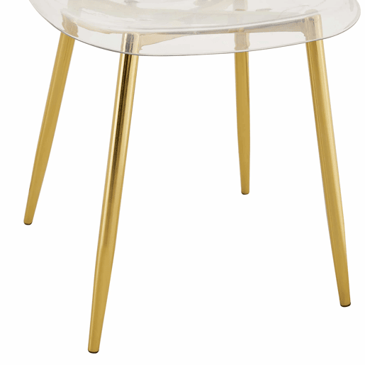4 cadeiras de sala de jantar - transparentes com pernas metálicas douradas, estáveis e antiderrapantes - dourado e transparente