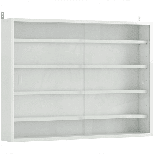 HOMCOM Vitrine de Parede de Madeira com Prateleiras Ajustáveis e 2 Portas Corredeiras de Vidro para Coleções Perfumes Bonecos de Decoração 80x9,5x60 cm Branco
