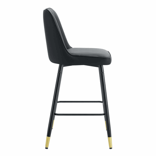Conjunto de 2 bancos de bar, 100 cm - Couro PU preto, estrutura metálica preta, apoio para os pés confortável - Preto